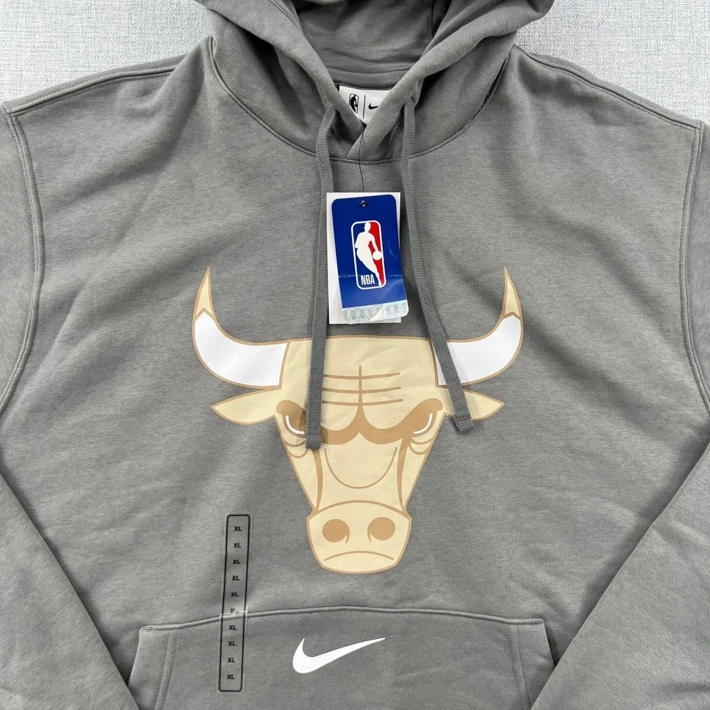 NEW Nike Chicago Bulls NBA City Edition Gray Pullover Hoodie Mens XL Deadstock